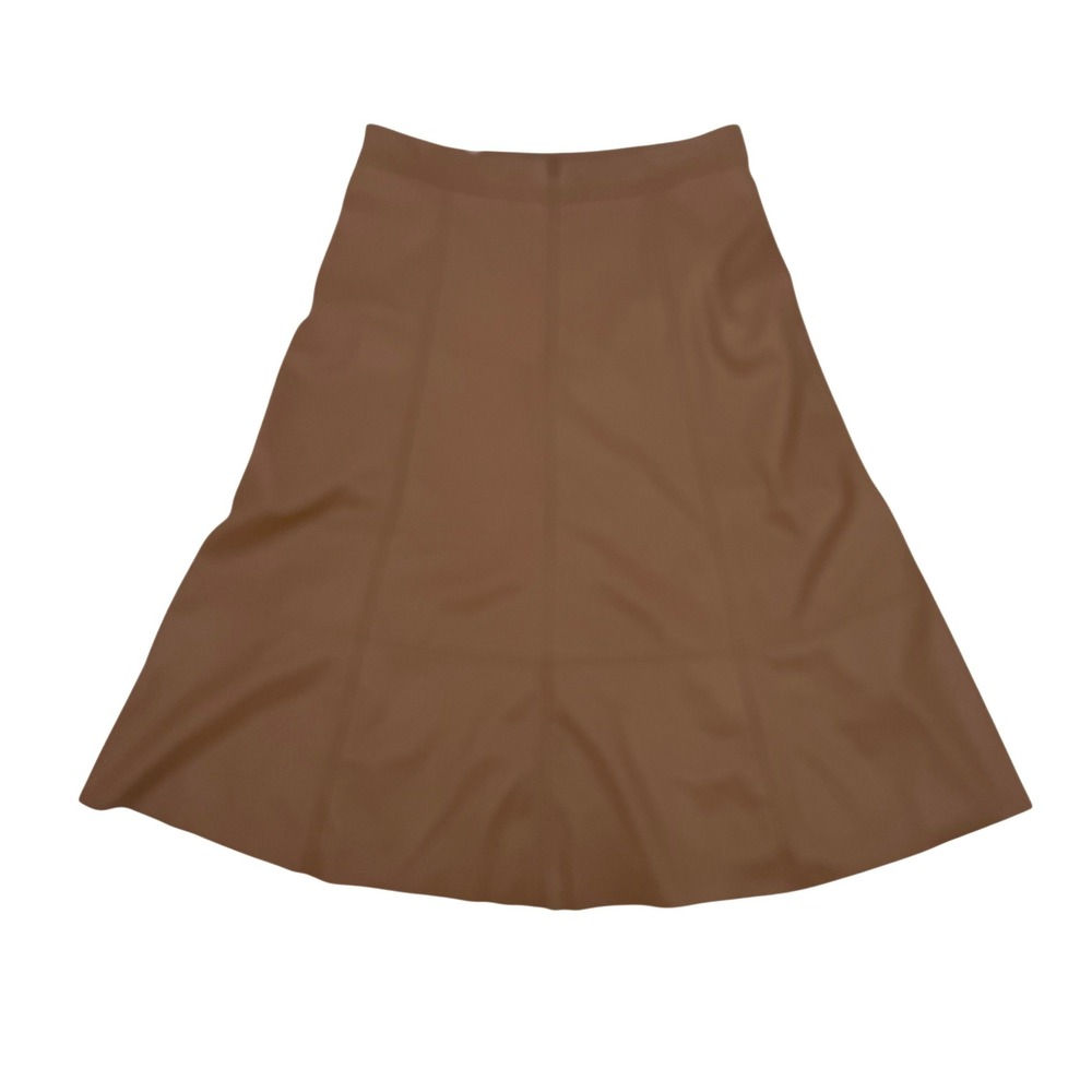 Banana Republic Vegan Leather Midi Skirt Womens 10 Brown NWT Paneled A-Line - Picture 2 of 8